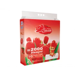مناديل ورقية للوجه ناعمة و ماصة طبقتين عبوة عائلية 100 ورقة للاستخدام المنزلي و المكتبي من القطة