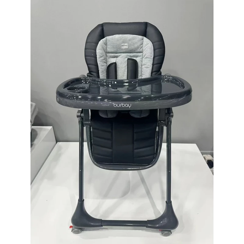 Burbay Foldable Infant Highchair with 4 Wheels and 5 Point Safety Harness for Toddlers - Burbay