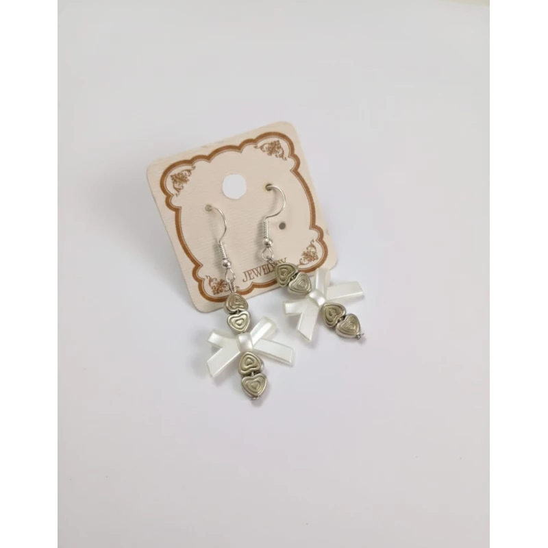 Pearly Bow & Hearts Earrings – Sophisticated Pearlescent Jewelry for an Elegant and Feminine Look - Angel