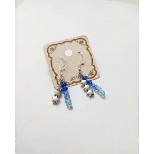 Blue Gradient & Stars Beads Earrings – Sophisticated Celestial Jewelry for an Elegant Look Blue Gradient & Stars Beads Earrings – Sophisticated Celestial Jewelry for an Elegant Look