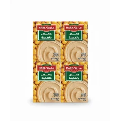 حمص ماركا الطبيعي 100% مع الطحينة – طبق حمص تقليدي جاهز للأكل 100 غرام x 4