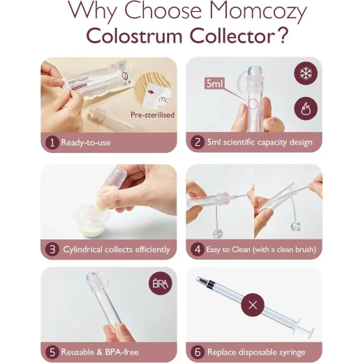 Momcozy Silicone Colostrum Collector 5ml, BPA-Free, Reusable, 2 Piece Set - Momcozy - Image 4