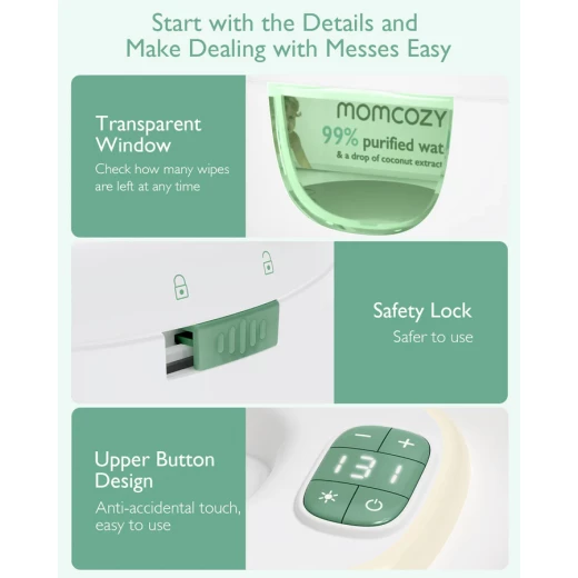 Momcozy Baby Wipe Warmer, Large Capacity, Adjustable Temperature, Soft Night Light - Momcozy - Image 2