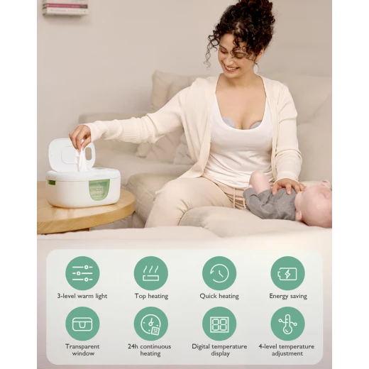 Momcozy Baby Wipe Warmer, Large Capacity, Adjustable Temperature, Soft Night Light - Momcozy - Image 3
