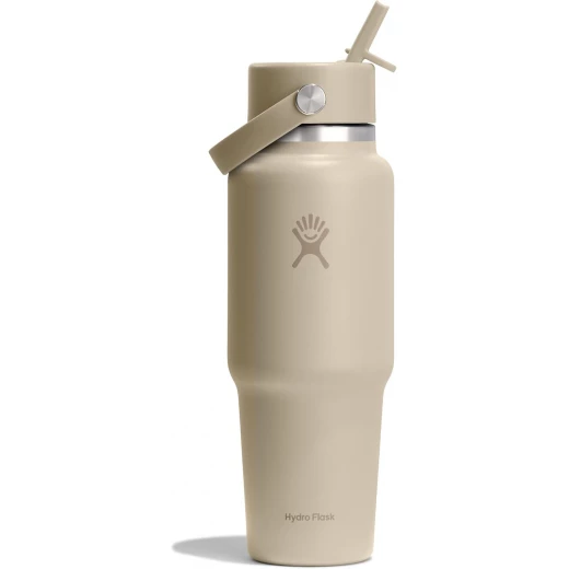 زجاجة مياه هيدرو فلاسك للسفر 32 أونصة من الستانلس ستيل المعزول مع غطاء قش مرن بلون الشوفان - هايدرو فلاسك - Image 4