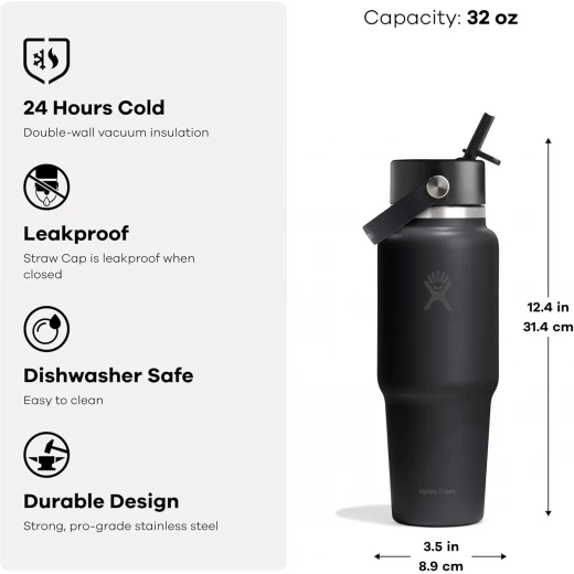 Hydro Flask 32 Oz Travel Water Bottle, Insulated Stainless Steel, Tonal White - Hydro Flask - Image 5