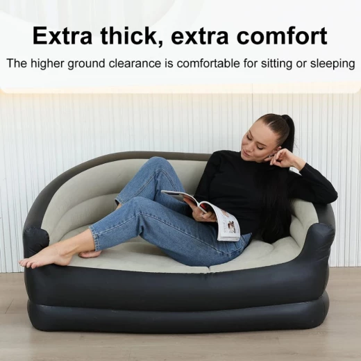 كنبة هوائية مزدوجة قابلة للنفخ بحجم Double Size بتصميم مريح وعصري – أريكة هوائية سميكة مقاومة للاهتراء مع نظام ثبات مانع للانقلاب مناسبة للمنزل والرحلا - مايا - Image 4