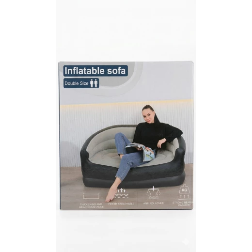 كنبة هوائية مزدوجة قابلة للنفخ بحجم Double Size بتصميم مريح وعصري – أريكة هوائية سميكة مقاومة للاهتراء مع نظام ثبات مانع للانقلاب مناسبة للمنزل والرحلا - مايا - Image 2