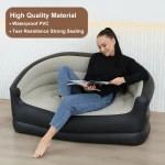 كنبة هوائية مزدوجة قابلة للنفخ بحجم Double Size بتصميم مريح وعصري – أريكة هوائية سميكة مقاومة للاهتراء مع نظام ثبات مانع للانقلاب مناسبة للمنزل والرحلا - مايا