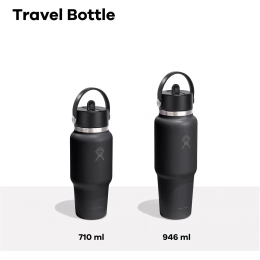 Hydro Flask Wide Flex Straw Travel Bottle 24 oz (710 ml) Black, Insulated Water Flask - Hydro Flask - Image 2