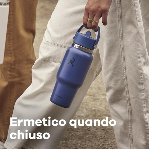 Hydro Flask Wide Flex Straw Travel Bottle 946ml (32oz) - Stainless Steel, Airtight, Compatible with Most Cup Holders - Insulated Cold 24 Hours - Wide Mouth - Capri Blue - Hydro Flask - Image 3
