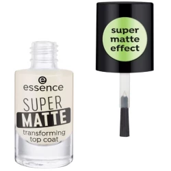Essence Super Matte Transforming Top Coat Nail Polish 8ml, Transparent Finish, Long Lasting Protection, Creates a Matte Effect, Perfect for All Nail Polish Colors