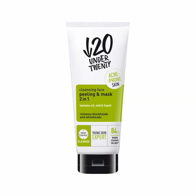 Under Twenty Purifying 2in1 Peeling Mask 100ml, Cleanses, Exfoliates, and Hydrates - Under Twenty