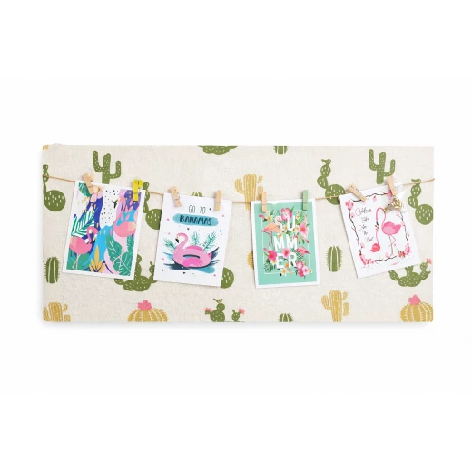A photo display frame with a tropical cactus background and a distinctive, modern summer design It comes with art cards, stickers, and wooden clips for easy photo mounting. Measuring 63 x 33 cm, it's perfect for adding a refreshing tropical touch to any home decor space - Lolo shop home - Image 2