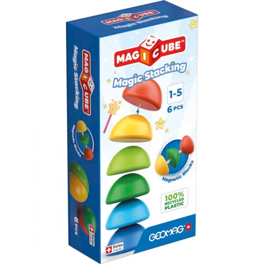 مجموعة بناء مغناطيسية Geomag Magicube RE Blocks Stacking 6 قطع 6 قطع عمر 1+ مجموعة بناء مغناطيسية Geomag Magicube RE Blocks Stacking 6 قطع 6 قطع عمر 1+