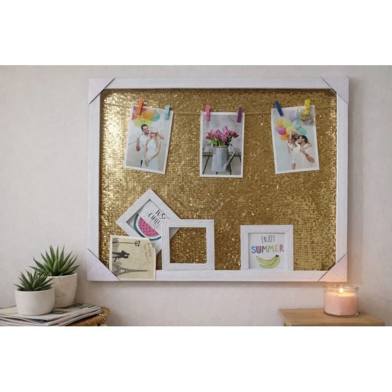 Our interactive Moments Frame is perfect for documenting your most beautiful family memories with a touch of luxury and elegant gold glitter. Measuring 61x51 cm, it's ideal for displaying photos and special moments in a modern style - Lolo shop school