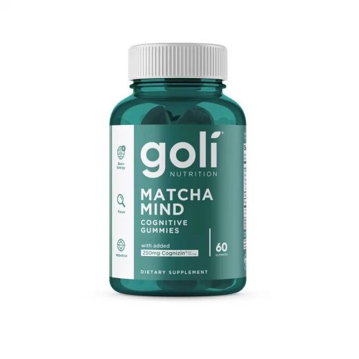 Goli Matcha Mind علكة معرفية 60 قطعة، نباتية، خالية من الغلوتين، لصحة الدماغ Goli Matcha Mind علكة معرفية 60 قطعة، نباتية، خالية من الغلوتين، لصحة الدماغ