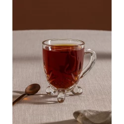 طقم أكواب شاي دبلن من مدام كوكو، شفاف، 4 أكواب مع صحون، تصميم أنيق للاستخدام اليومي وحفلات الشاي، سعة كل كوب 210 مل، مصنوع من زجاج متين وعصري