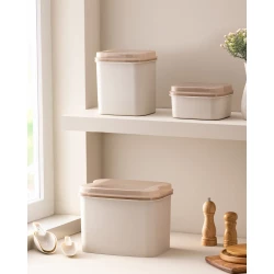 Madame Coco Lucca 3 Piece Plastic Food Storage Container Set Beige