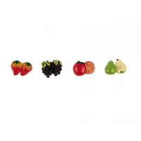 Madame Coco Playful Fruit Design Refrigerator Magnet Set, Featuring 4 Unique Magnets with Vibrant and Detailed Fruit Illustrations for Kitchen Decoration and Organization