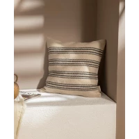 Madame Coco Eze Jute Throw Pillow Cover, Natural and Black, 45x45 cm