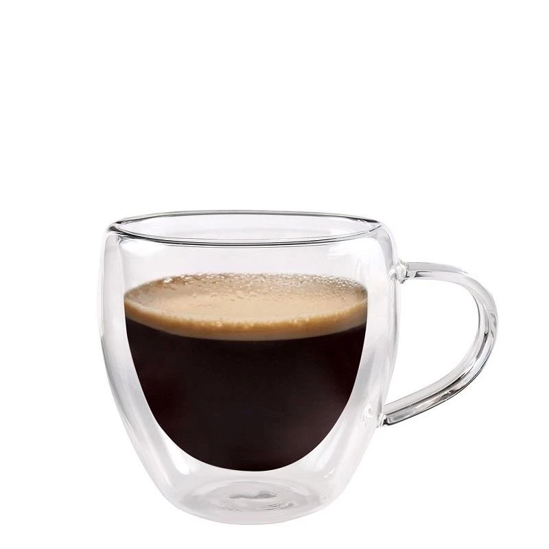 دلتا زجاج مزدوج الجدار 80 مل مع مقبض أدوات شرب شفافة