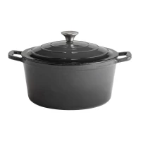 APS Cast Iron Dutch Oven Pot 6 Liter with Lid in Grey, 28cm Diameter, Ideal for Slow Cooking Soups, Stews, and Baking Bread on Stovetop or in Oven for Delicious Meals