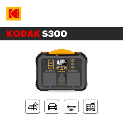 محطة طاقة كوداك S300 المحمولة 300 واط، شحن سريع، تصميم مدمج، أسود محطة طاقة كوداك S300 المحمولة 300 واط، شحن سريع، تصميم مدمج، أسود