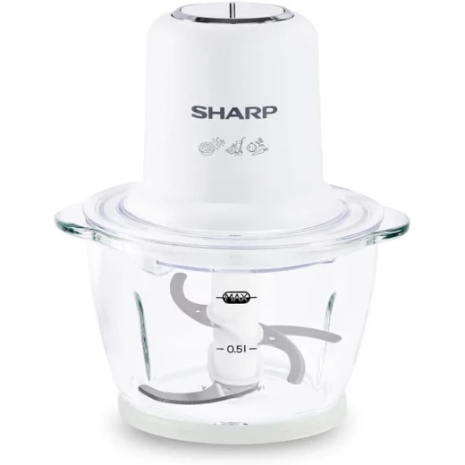 Sharp Vegetable Chopper – 350W Power – 1.2L Capacity – White Color – Practical design for quickly and easily chopping and mincing vegetables, ideal for everyday use in the kitchen Sharp Vegetable Chopper – 350W Power – 1.2L Capacity – White Color – Practical design for quickly and easily chopping and mincing vegetables, ideal for everyday use in the kitchen