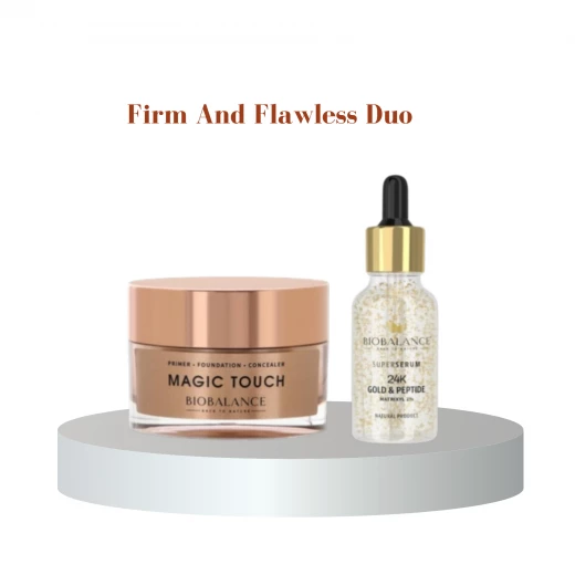Bio Balance Firm And Flawless Duo Set – 24K Gold Peptide Super Serum 30ml + Magic Touch 3 In 1 Cream 50ml – Anti Aging Skin Care Set For Firming, Lifting, Hydration, Wrinkle Reduction And Radiant Skin Bio Balance Firm And Flawless Duo Set – 24K Gold Peptide Super Serum 30ml + Magic Touch 3 In 1 Cream 50ml – Anti Aging Skin Care Set For Firming, Lifting, Hydration, Wrinkle Reduction And Radiant Skin