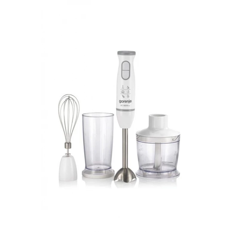 Gorenje HBC564QW Hand Blender 500W With Chopper And Whisk – Immersion Stick Blender With 0.5L Bowl, Stainless Steel Double Blade, Variable Speed Control, Pulse Function For Smoothies, Soups And Baby Food - Gorenje