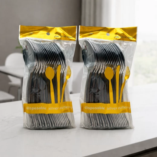 Disposable Silver Spoon Large Piece Set, Utensils for Kitchen and Dining 10 piece x 2 (20 Total) Disposables Disposable Silver Spoon Large Piece Set, Utensils for Kitchen and Dining 10 piece x 2 (20 Total) Disposables