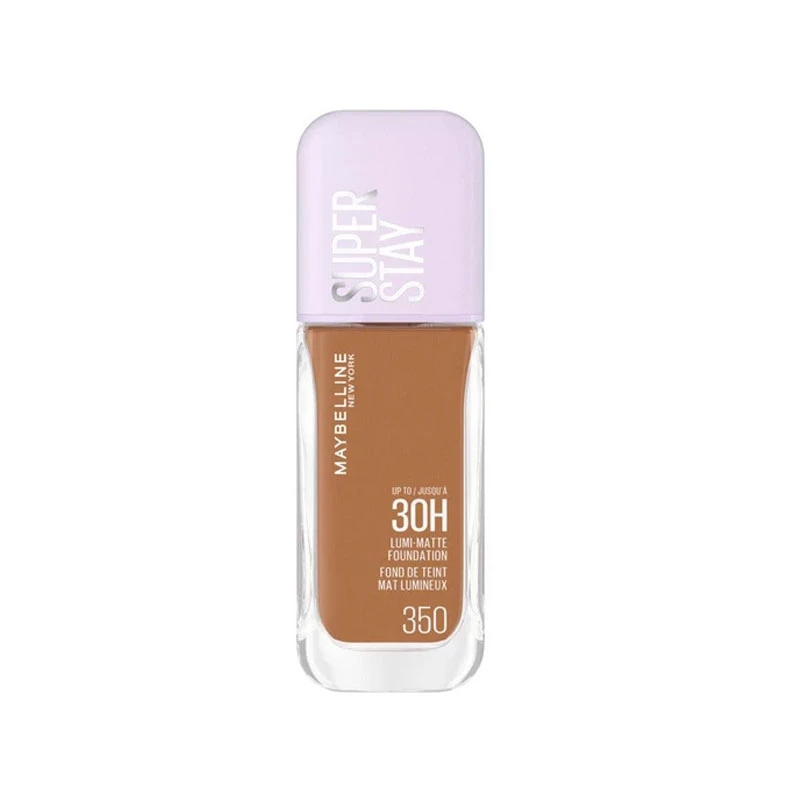 MAYBELLINE New York, Super Stay Lumi-Matte Liquid Foundation, 30hr Longwear formula, Light as Air, Waterproof, Sweatproof, Luminous Matte Finish - 350 - Maybelline