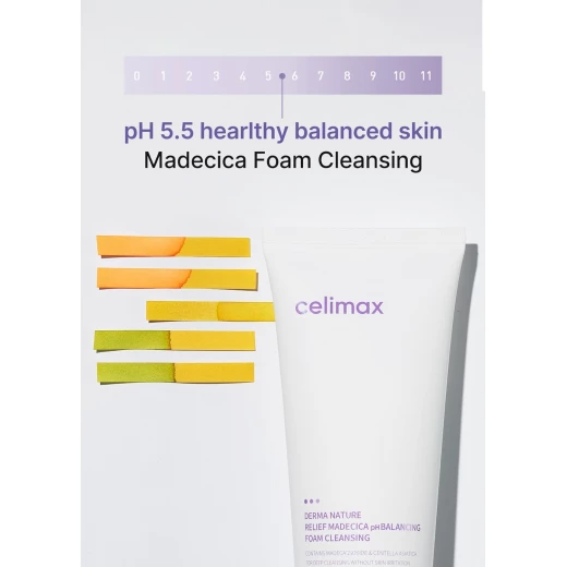 Celimax Derma Nature Relief Madecica pH Balancing Foam Cleanser 150ml, Gentle Face Wash - Image 3
