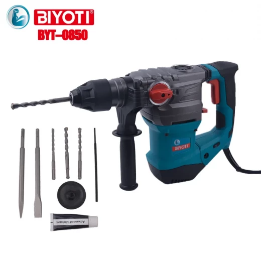 BIYOTI BYT-0850 Rotary Hammer 1500W delivers powerful performance with up to 32mm drilling capacity. Ideal for concrete, masonry, and heavy-duty work, featuring high efficiency and durable design. BIYOTI BYT-0850 Rotary Hammer 1500W delivers powerful performance with up to 32mm drilling capacity. Ideal for concrete, masonry, and heavy-duty work, featuring high efficiency and durable design.
