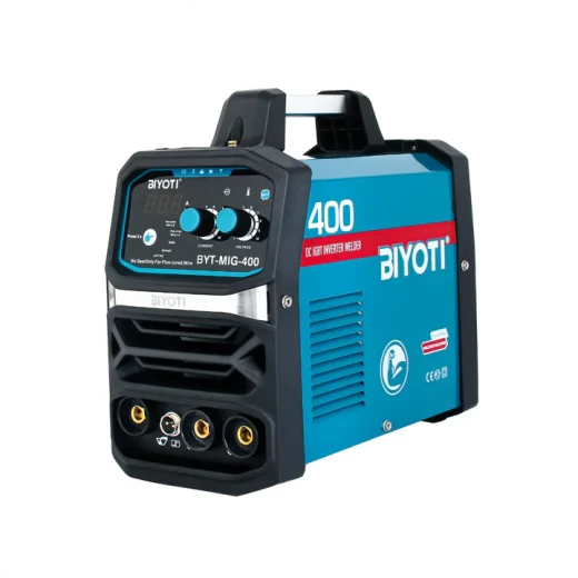 BIYOTI BYT-MIG-400 MIG Welder 120 Amp delivers reliable welding for steel and stainless steel. Ideal for DIY projects, workshops, and professional use with efficient performance and durable design. BIYOTI BYT-MIG-400 MIG Welder 120 Amp delivers reliable welding for steel and stainless steel. Ideal for DIY projects, workshops, and professional use with efficient performance and durable design.