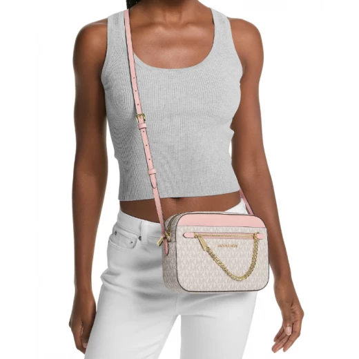 Michael Kors Jet Set Large Logo Crossbody Bag (Pink and Beige ) - Michael Kors - Image 4