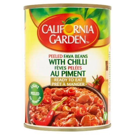 California Garden Peeled Fava Beans with Chili 400g, Ready-to-Eat, Pantry Staple California Garden Peeled Fava Beans with Chili 400g, Ready-to-Eat, Pantry Staple
