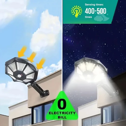 كشاف ضوئي يعمل بالطاقة الشمسية بتقنية LED، مصباح مقاوم للماء مزود بمستشعر حركة، مصابيح إنارة شوارع تعمل بالطاقة الشمسية، مصباح يعمل بالطاقة الشمسية مزود بمستشعر حركة، مصباح يعمل بالطاقة الشمسية بـ 168 مصباح LED، مصباح حديقة يعمل بالطاقة الشمسية، مصباح إنارة شوارع يعمل بالطاقة الشمسية مع جهاز تحكم عن بعد، كشاف ضوئي خارجي يعمل بالطاقة الشمسية ZB-168A - Image 3