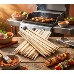 أعواد شوي خشب مسطحة للشواء – أسياخ خشبية مسطحة متعددة الاستخدام لتحضير الكباب والشيش طاووق والخضار، أعواد خشب آمنة للاستخدام الغذائي، مثالية للشواء والحفلات والرحلات والتقديم الأنيقأعواد شوي خشب مسطحة للشواء – 50 سيخ خشبي آمن للاستخدام الغذائي، مثالي لتحضير الكباب والشيش طاووق والخضار، أسياخ متعددة الاستخدام للشواء والحفلات والرحلات والتقديم الأنيق بسهولة