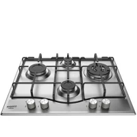 Ariston Built In Gas Hob 60cm 4 Burners Stainless Steel with Cast Iron Grids