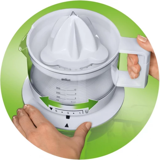 Braun TributeCollection CJ3000WH Citrus Juicer for Effortless Fresh Juice Extraction, Compact 0.35L Capacity, White Design, Easy to Clean and Assemble for Daily Use and Enjoyment - Braun - Image 3