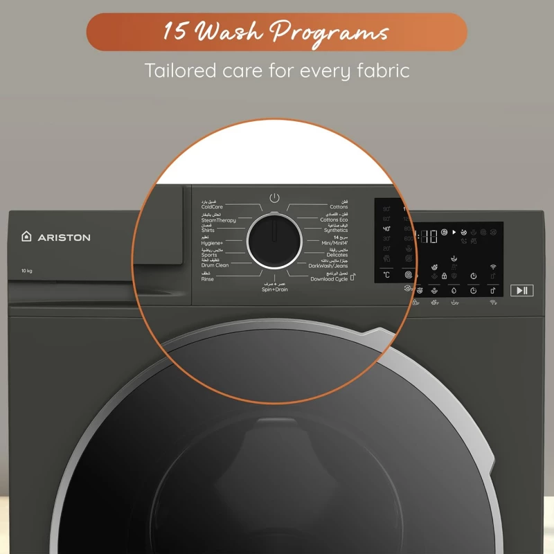 Ariston 10KG Front Load Washing Machine 1400RPM with Steam Therapy, ProSmart Inverter Motor, WiFi Home Whiz App, Add Garment, Mini 14 Quick Wash, Made in Turkey, Manhattan Gray ARWF 10143D MMJ | Home & Kitchen | Large Appliances | Washing Machines & Dryer Ariston 10KG Front Load Washing Machine 1400RPM with Steam Therapy, ProSmart Inverter Motor, WiFi Home Whiz App, Add Garment, Mini 14 Quick Wash, Made in Turkey, Manhattan Gray ARWF 10143D MMJ | Home & Kitchen | Large Appliances | Washing Machines & Dryer