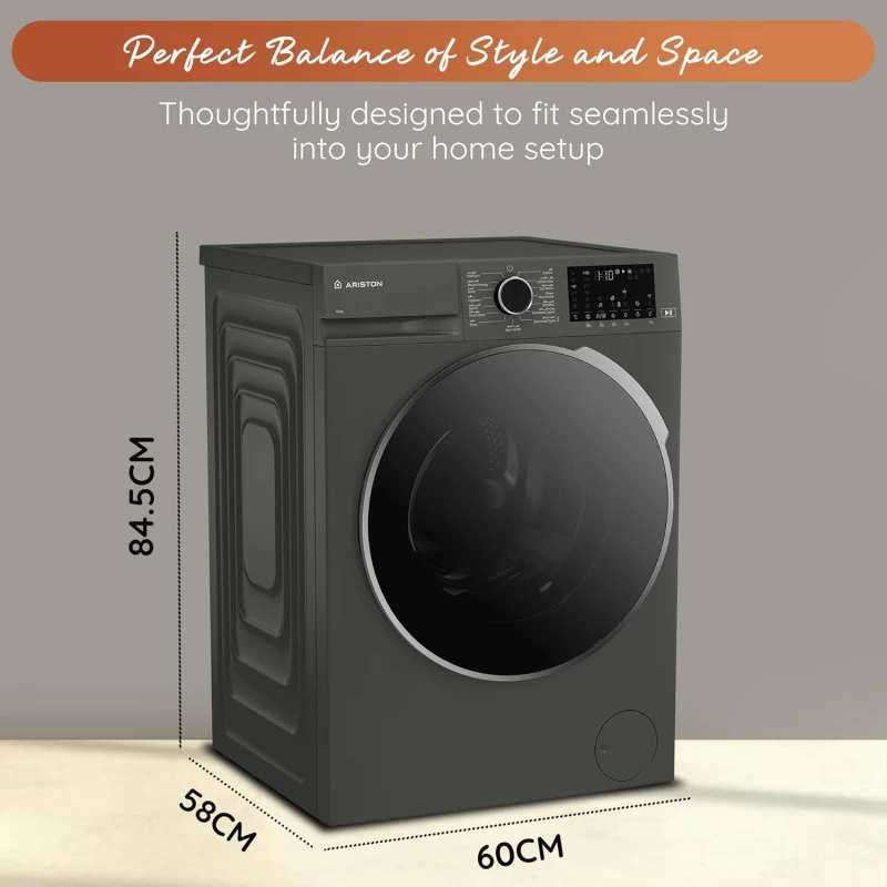 Ariston 10KG Front Load Washing Machine 1400RPM with Steam Therapy, ProSmart Inverter Motor, WiFi Home Whiz App, Add Garment, Mini 14 Quick Wash, Made in Turkey, Manhattan Gray ARWF 10143D MMJ | Home & Kitchen | Large Appliances | Washing Machines & Dryer Ariston 10KG Front Load Washing Machine 1400RPM with Steam Therapy, ProSmart Inverter Motor, WiFi Home Whiz App, Add Garment, Mini 14 Quick Wash, Made in Turkey, Manhattan Gray ARWF 10143D MMJ | Home & Kitchen | Large Appliances | Washing Machines & Dryer
