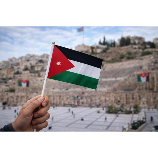 Jordan Flag on a Stick 27 x 20 cm – High-quality national flag with a lightweight plastic stick, ideal for celebrations, national events, schools, and official functions Jordan Flag on a Stick 27 x 20 cm – High-quality national flag with a lightweight plastic stick, ideal for celebrations, national events, schools, and official functions