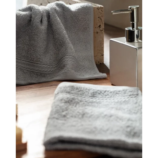 Madame Coco Ryella 2 Piece Hand Towel Set, Luxurious 100% Cotton, Super Absorbent, Soft and Gentle, Gray Color, Perfect for Bathroom and Guest Use, Machine Washable 30x46 cm - Madame COCO - Image 2