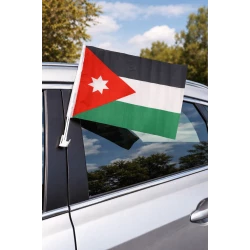 علم سيارة الأردن مقاس 30×40 سم مع حامل نافذة ومشبك تثبيت – مصنوع من قماش بوليستر متين مقاوم للهواء والرياح، ألوان زاهية ثابتة، مثالي للتركيب على السيارات في المناسبات الوطنية والاحتفالات