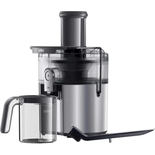 عصارة براون MultiJuice 7 SJ7000 بقوة 1000 واط، تصميم ستانلس ستيل رمادي أنيق، فتحة إدخال واسعة 75 مم، تقنية FastXtract وColdXtract لاستخلاص سريع مع الحفاظ على الفيتامينات، مثالية لتحضير عصائر طازجة بسهولة عصارة براون MultiJuice 7 SJ7000 بقوة 1000 واط، تصميم ستانلس ستيل رمادي أنيق، فتحة إدخال واسعة 75 مم، تقنية FastXtract وColdXtract لاستخلاص سريع مع الحفاظ على الفيتامينات، مثالية لتحضير عصائر طازجة بسهولة