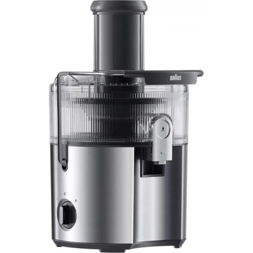 عصارة براون MultiJuice 7 SJ7000 بقوة 1000 واط، تصميم ستانلس ستيل رمادي أنيق، فتحة إدخال واسعة 75 مم، تقنية FastXtract وColdXtract لاستخلاص سريع مع الحفاظ على الفيتامينات، مثالية لتحضير عصائر طازجة بسهولة - Image 10