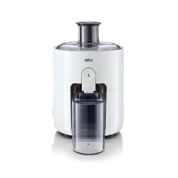 عصارة براون PurEase SJ3100 بيضاء بقوة 500 واط، تقنية FastXtract لاستخلاص سريع للعصير، تصميم عملي وسهل الاستخدام، مناسبة لتحضير عصائر طازجة من الفواكه والخضروات بكفاءة عالية في المنزل يومياً